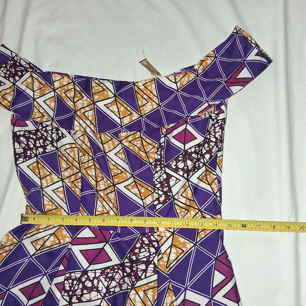 NIARA New Woman Size 12/36 Elegant High-Low Geometric Dress in Purple and Gold - Picture 15 of 17